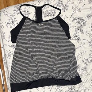 Nike Black and Gray Striped Racerback Tank